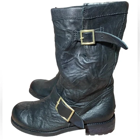 Jimmy Choo Black Moto Biker Lined Boots Size US‎ 5